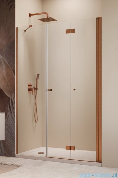 Radaway Nes Brushed Copper DWSB drzwi wnękowe 120cm W2 prawe szczotkowana miedź szkło przejrzyste 10044850-93-01R/10045350-01-01