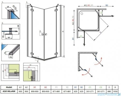 Radaway Almatea Kdd Kabina kwadratowa 90x90 szkło intimato 32152-01-12N