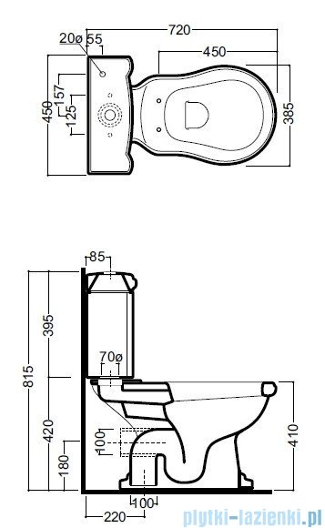 Kerasan Retro miska do kompaktu WC odpływ poziomy 1013