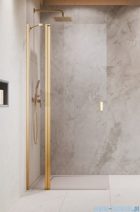 Radaway Nes KDD II Gold kabina walk-in 100cm lewa złoty połysk szkło przejrzyste 10031100-09-01L