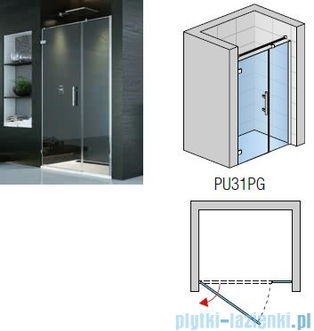 SanSwiss PUR PU31P drzwi lewe 100x200cm przejrzyste PU31PG1001007