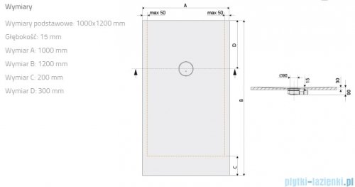 Sanplast Structure Mineral B-M/STRUCTURE brodzik prostokątny 100x120x1,5 cm szary łupek 645-360-0650-51-010