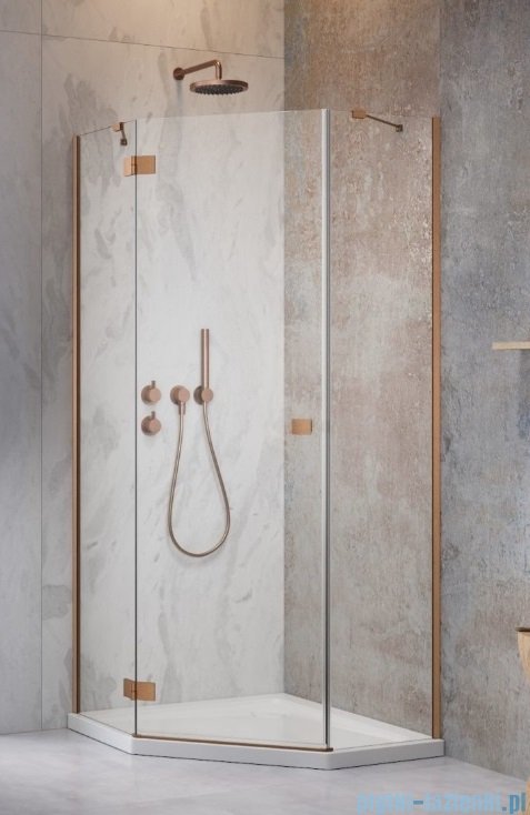 Radaway Essenza Ptj Brushed Copper kabina pięciokątna 100x80cm lewa szczotkowana miedź 1385010-93-01L/1385055-01-01