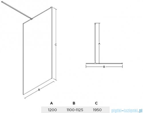 Besco Aveo kabina walk-in 110x195cm przejrzyste AV-110-195-C