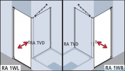 Kermi Raya Drzwi wahadłowe, 1-skrzydłowe, lewe, szkło przezroczyste z KermiClean, profile srebrne 100x200 RA1WL10020VPK
