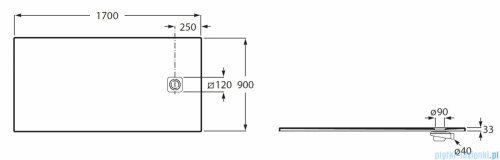 Roca Magma 170x90cm brodzik prostokątny kompozytowy STONEX ONYX APE016A438403640