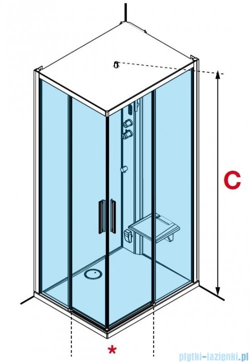 Novellini Glax 1 2.0 kabina z sauna parową 80x80 biała G21A80T5-1UU