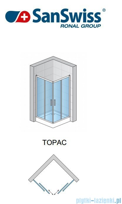 SanSwiss Top-Line TOPAC Wejście narożne 120cm profil połysk Prawe TOPD12005007