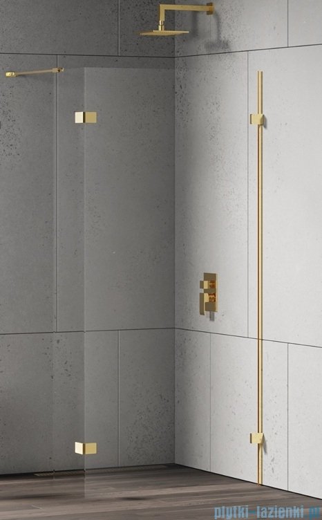 New Trendy Eventa Gold Shine kabina walk-in 50x200 cm jednoelementowa z dodatkową ścianką przejrzyste Złoty połysk EXK-4848