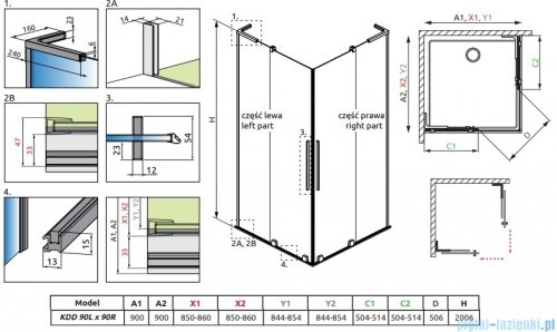 Radaway Furo SL KDD kabina 90x90cm chrom połysk/szkło przejrzyste 10305090-01-01L/10305090-01-01R