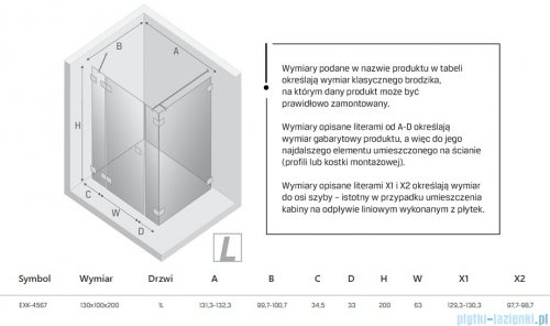 New Trendy Eventa kabina prysznicowa prostokątna 130x100x200 cm lewa EXK-4567