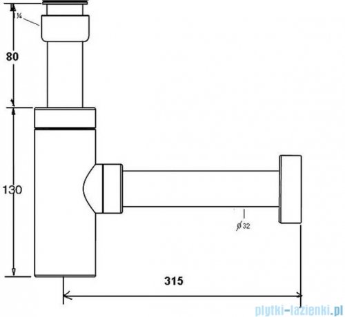 McAlpine Syfon umywalkowy rurowy chrom CA32MINI-CB