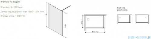 Sanplast Altus PIII/ALTIIa kabina walk-in 160x213 cm czarny matowy 600-121-3001-59-401