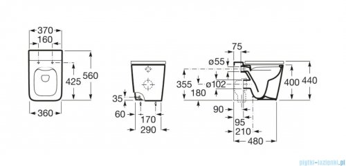 Roca Inspira Square Rimless miska WC stojąca A347537000
