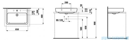 Laufen Pro A umywalka ścienna szlifowana 65x48 biała H8179530001041