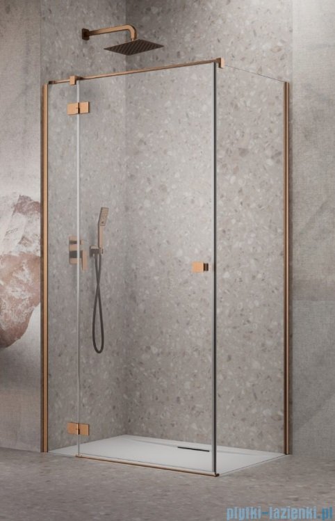 Radaway Essenza Kdj Brushed Copper kabina 80x110cm lewa szczotkowana miedź 1385043-93-01L/1384053-01-01