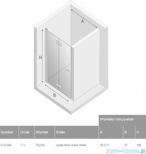 New Trendy New Soleo drzwi wnękowe bifold 70x195 cm przejrzyste lewe D-0129A