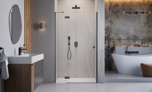 Radaway Essenza Brushed GunMetal Dwj drzwi wnękowe 80cm lewe szczotkowany grafit/szkło przejrzyste 1385012-92-01L