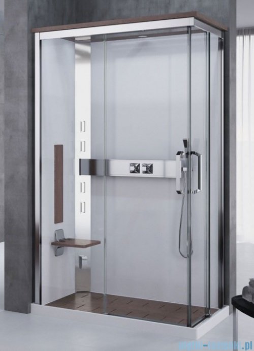 Novellini Nexis kabina prysznicowa z hydromasażem 120x80 lewa wood white NEXA120ST5-1KA
