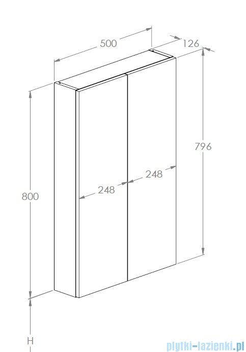 Roca Extra Kolumna łazienkowa niska z 2 drzwiami slim 80x50x12  DĄB CANELA A857960808