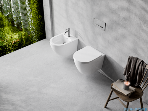 Besco Aspen White miska WC wisząca + deska wolnoopadająca Aspen Slim White biały połysk #ZAS-B-DASB