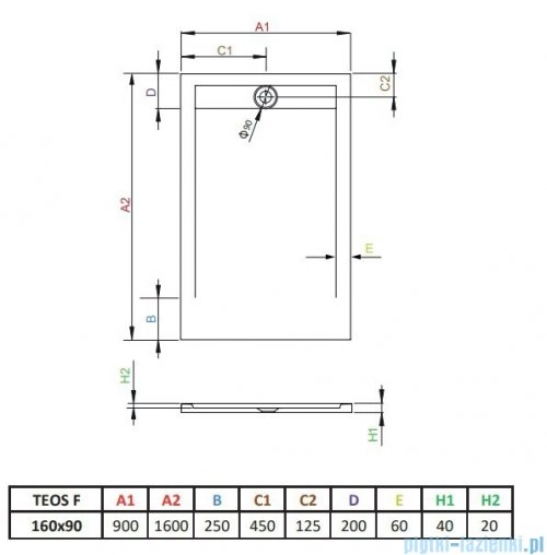 Radaway Teos F brodzik 160x90cm antracyt HTF16090-64