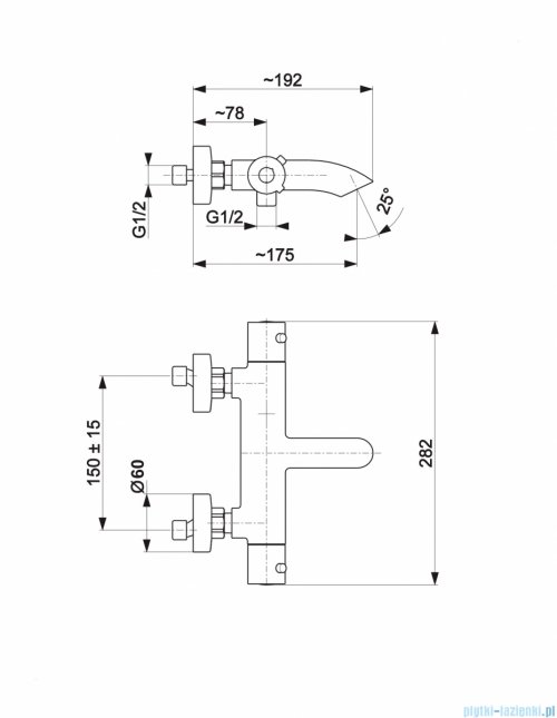 KFA MOZA CHROM bateria termostatyczna wannowa 5734-010-00