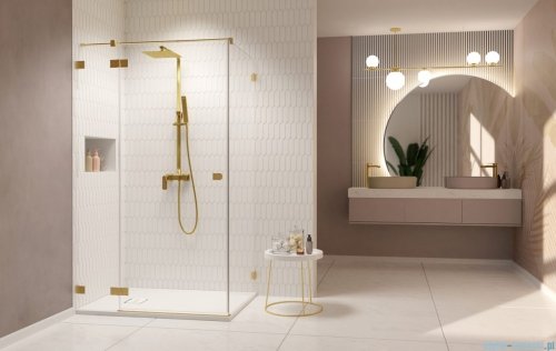 Radaway Essenza Pro Brushed Gold Kdj kabina 80x75cm lewa szczotkowane złoto 10097080-99-01L/10098075-01-01
