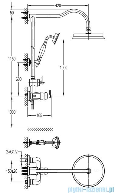 Omnires Armance system prysznicowy natynkowy termostatyczny chrom AM5244/6CR