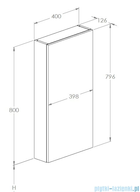 Roca Extra Kolumna łazienkowa niska z 1 drzwiami slim 80x40x12 CZARNY POŁYSK  A857957351