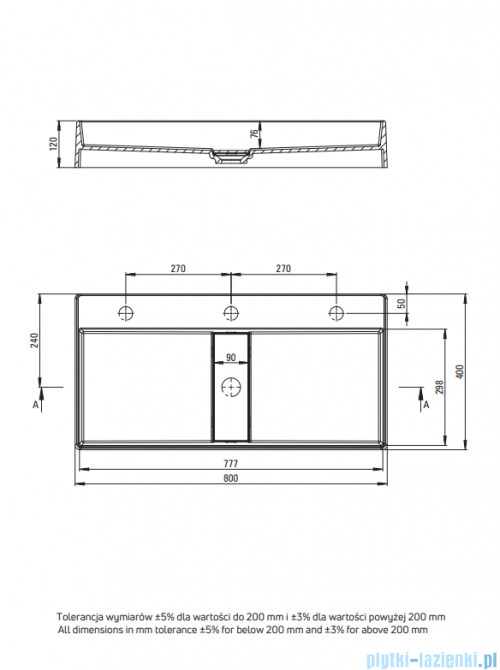 Deante Blur Umywalka granitowa nablatowa z maskownicą 80x40x12 antracyt metalik CQB_TU8S