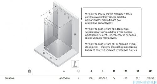New Trendy Eventa Gold Shine kabina prysznicowa przyścienna 100x80x200 przejrzyste Lewa Złoty połysk EXK-4804