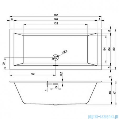 Riho Rethink Cubic 180x80cmwanna prostokątna + syfon + nóżki B106001005/207093