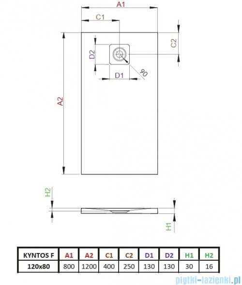 Radaway Kyntos F brodzik 120x80cm biały HKF12080-04