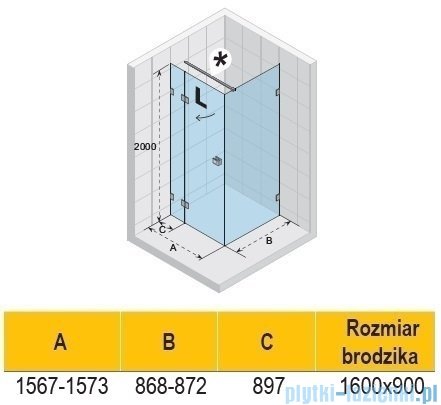 Riho Scandic NXT X203 kabina prysznicowa prawa 160x90cm czarna G001074121