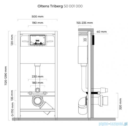 Oltens zestaw podtynkowy stelaż + miska Ribe z deską Slim wolnoopadającą 50001000/42011000