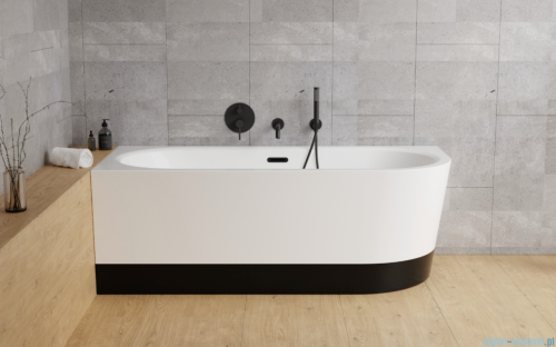 Besco Avita A-line 170x75cm wanna wolnostojąca przyścienna lewa akrylowa + syfon klik-klak gun metal grafit z przelewem slim #WAA-170ALGS