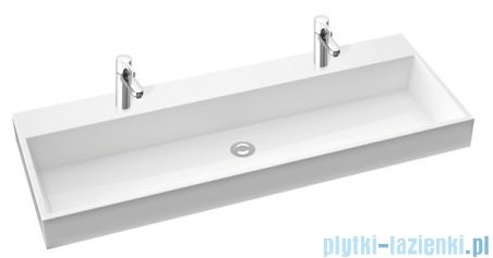 Marmorin Teo 1200 umywalka wpuszczana w blat 120x45 z otworem przelewowym i bez otworu na baterie biała 641120020210