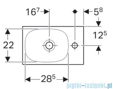 Geberit Acanto Umywalka ścienna z otworem na baterie po prawej stronie 40x25 cm KeraTect 500.635.01.8