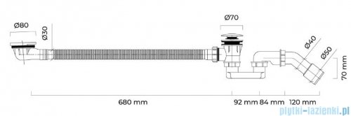 Oltens Fusa syfon wannowy klik-klak chrom 03002100