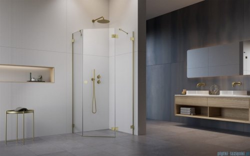 Radaway Essenza Pro Brushed Gold Ptj kabina pięciokątna 100x100 prawa szczotkowane złoto 10100000-99-01R/10100300-01-01