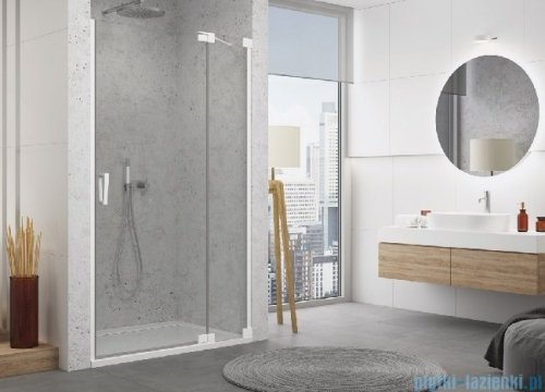 SanSwiss Cadura White Line drzwi wahadłowe 80cm jednoczęściowe prawe z polem stałym biały mat CA13D0800907