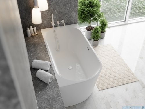 The North Bath Calia wanna wolnostojąca przyścienna lewa 170x80cm z przelewem i korkiem BIAŁYM 6845-1701LOEMBP