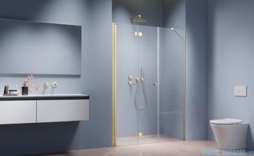 Radaway Nes Brushed Light Gold DWSB Drzwi wnękowe 100cm W1  lewe szczotkowane jasne złoto szkło przejrzyste 10044750-98-01L/10045250-01-01