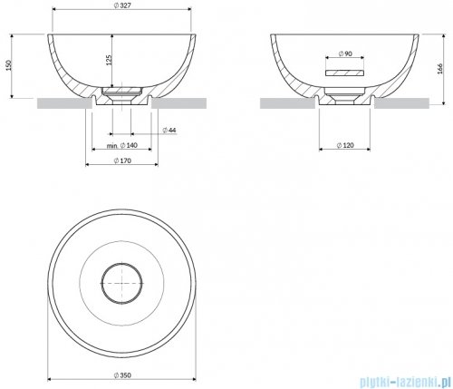 Omnires Shell M+ umywalka nablatowa Ø35 cm biały połysk SHELL350UNBP