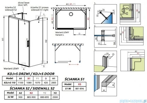 Radaway Idea Black Kdj+s kabina prysznicowa 90x110x90 lewa czarny mat/szkło przejrzyste 10116110-54-01L/387050-54-01R/10117090-01-01