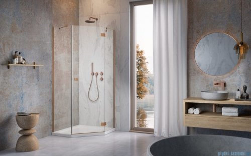 Radaway Essenza 8 Brushed Copper Ptj kabina pięciokątna 80x80cm prawa szczotkowana miedź 10490000-93-01R/10490100-01-01