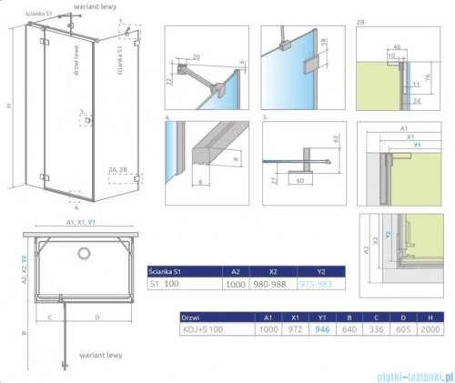 Radaway Essenza Pro Brushed Gold Kdj+S kabina 100x100x100cm lewa szczotkowane złoto 10097310-99-01L/10098100-01-01/10098100-01-01