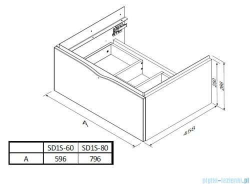 Oristo Siena szafka podumywalkowa wisząca 60x25x45cm dąb kamienny OR45-SD1S-60-78