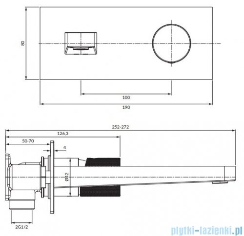 Omnires Contour bateria umywalkowa podtynkowa antracyt CT8015AT